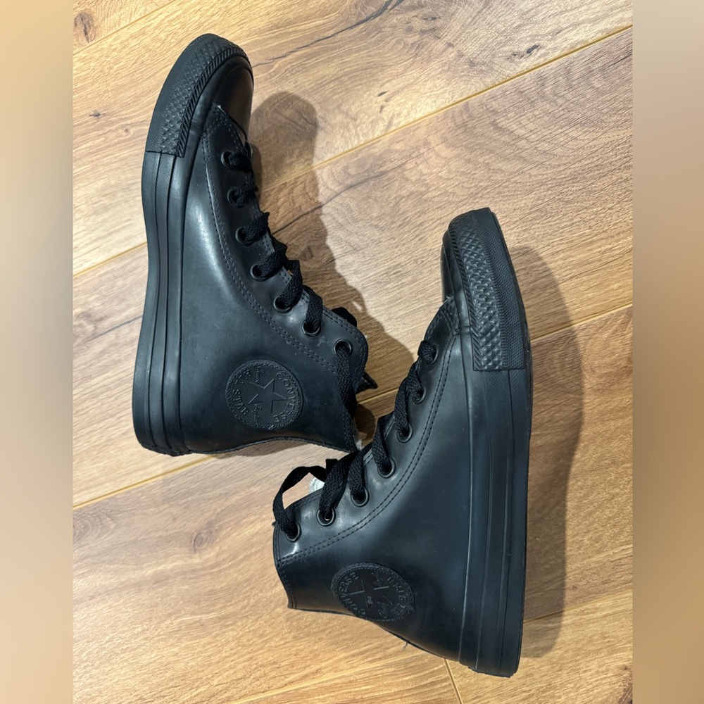 Converse black rubber chuck taylor high tops